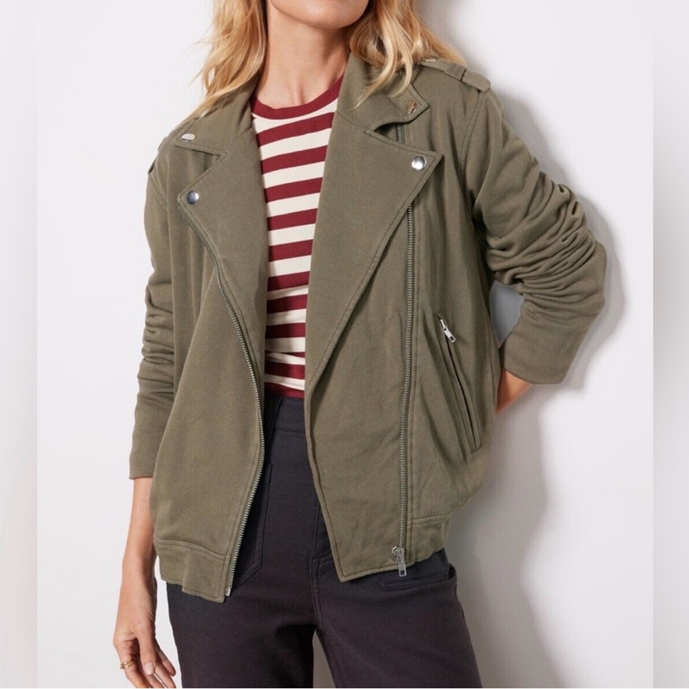 Sweatshirt Moto-style jacket alternative to a jean jacket Olive size S